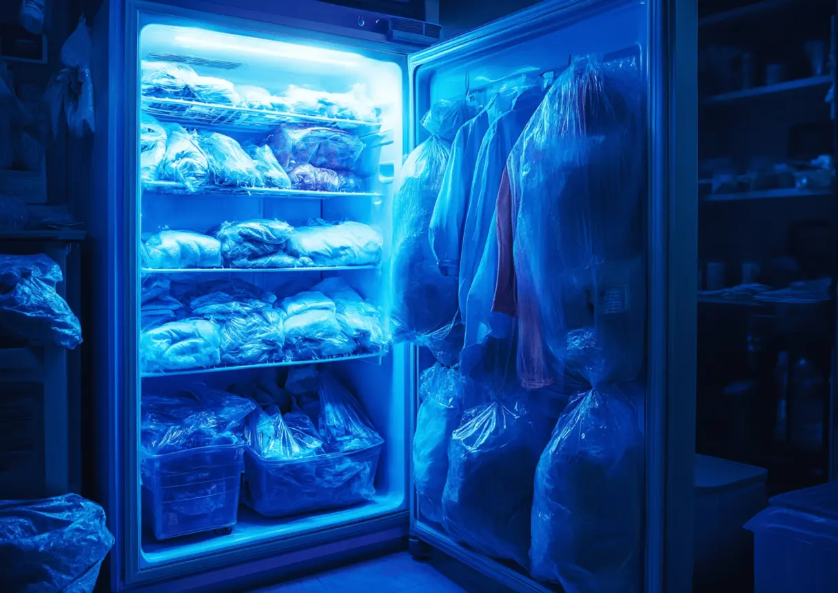 Congélateur repli de sacs de vêtements